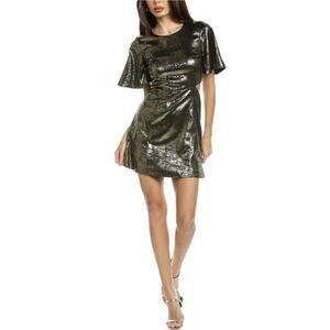 French Connection Alara Metallic Gold Party Mini Dress Women's NWOT 6